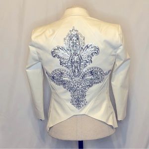 Robert Rodriguez White Jacket with Silver Beaded Back NWT